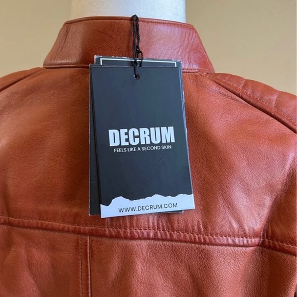 Decrum Leather Jacket Sz Medium Carrie Tan New With Tags - Picture 6 of 12
